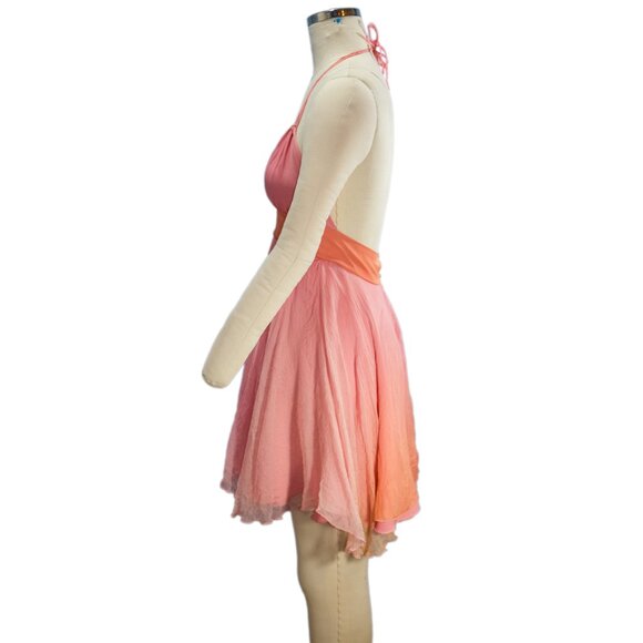 Julia Silk Pink Ombre Halter Mini Dress - Small - Picture 3 of 10